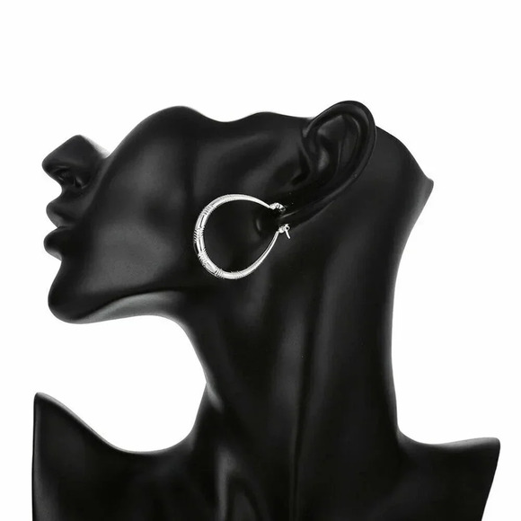 NEW 925 Sterling Silver Hoop Earrings - Picture 7 of 8
